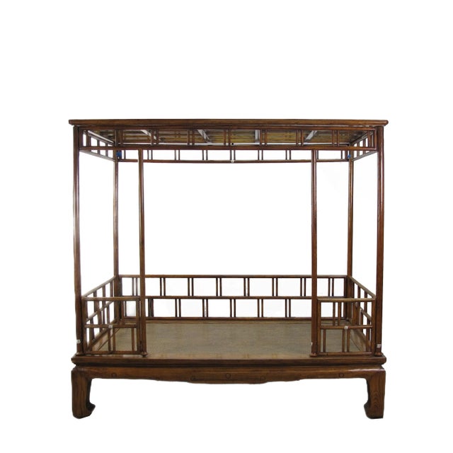 This vintage Chinese canopy bed or daybed is masterly handcrafted by the craftsmen from China. The canopy and rails are...