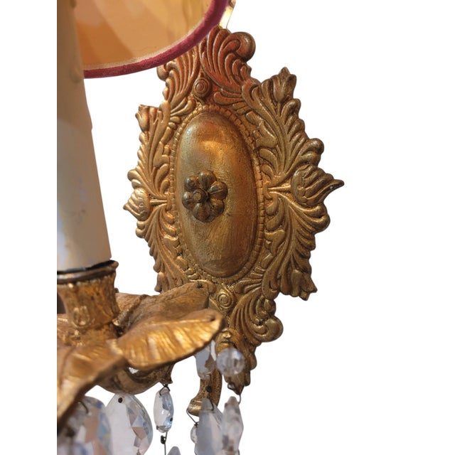 Pink Shade Palm Beach Regency Style Wall Sconces, a Pair For Sale In West Palm - Image 6 of 8