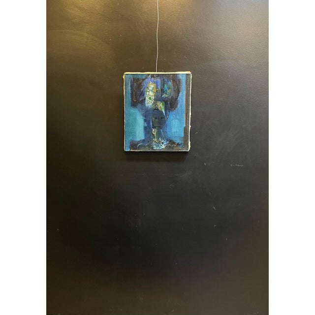 Gold Frank Chabry, Lady in Blue, Oil on Canvas For Sale - Image 8 of 11