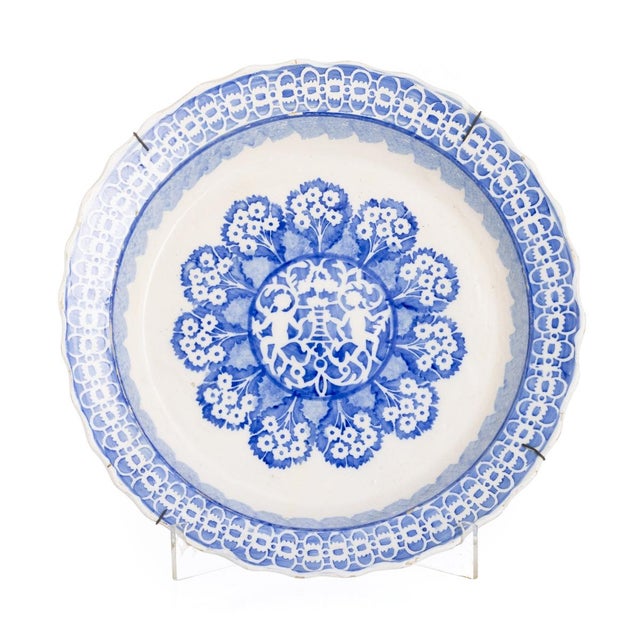Blue Earthenware Plate with Scalloped Rim, 19th Century For Sale - Image 8 of 8