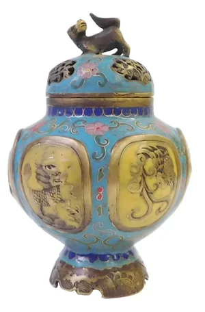 Vintage Chinese Metal Enamel Cloisonne Burner
