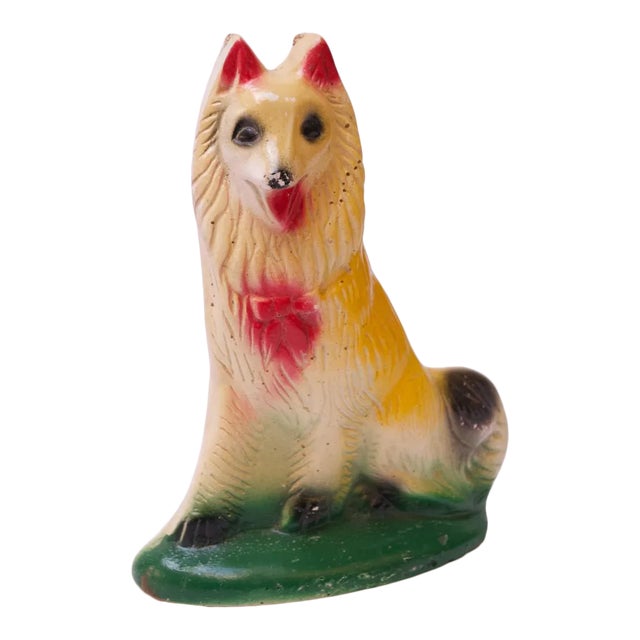1950s American Painted Chalkware Collie For Sale