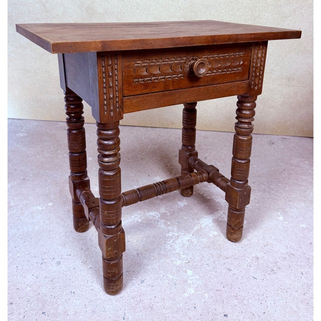 Spanish Carved Nightstands with Turned Legs, 1950, Set of 2 For Sale - Image 11 of 16