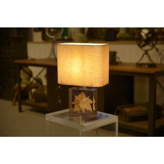 Lamp with Plane Tree Leaf Inclusion by Pierre Giraudon, 1970s For Sale - Image 4 of 11