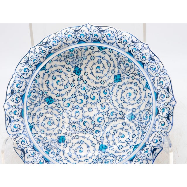Vintage Iznik Plate in Turquoise, Blue, Cream, Early 20th C. Turkey For Sale - Image 9 of 10