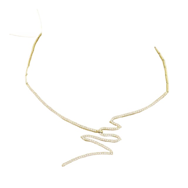 Jose Hess 3.5ct Diamonds 14k Yellow Gold Fancy Design Necklace For Sale