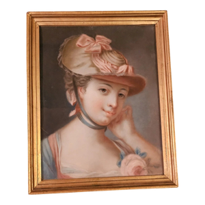 18th Century French School Portrait of a Fashionable Woman Pastel Paper Framed