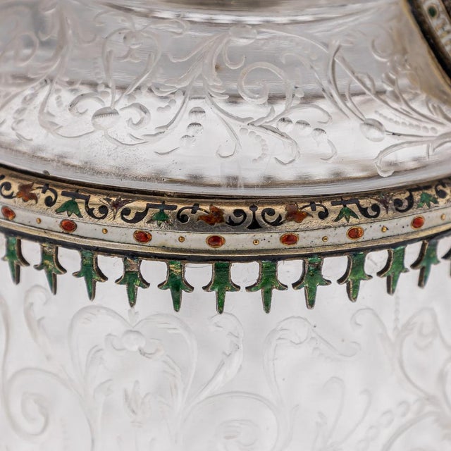 Antique 19th Century Austrian Silver, Enamel & Rock Crystal Ewer by Rudolf Linke, 1890s For Sale - Image 15 of 18