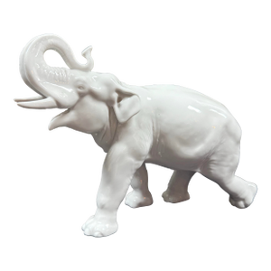 Mid 20th Century White Porcelain Elephant Figurine