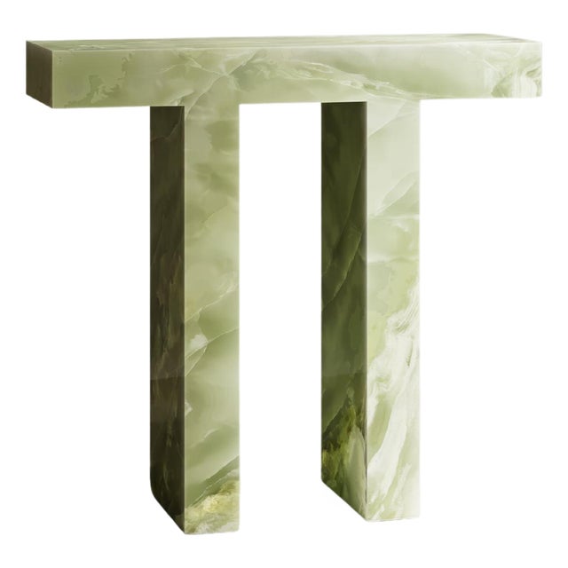 Journeyman Console Table in Natural Verde Onyx by Paloma Editions For Sale