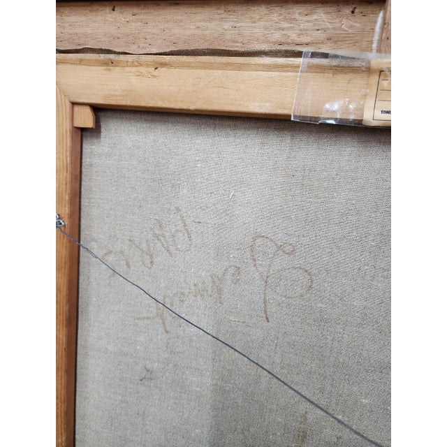 Mid 20th Century Red "Boat House"" Paris City / Town Abstract Oil Painting By DeSmedtdt For Sale - Image 12 of 12