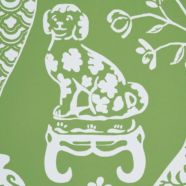 Asian Sample - Schumacher Hellene Wallpaper in Green For Sale - Image 3 of 4