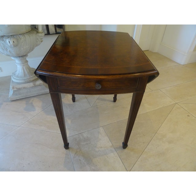 Mid 20th Century Elegant Banded Inlay American Dropleaf Pembroke Table For Sale - Image 10 of 13