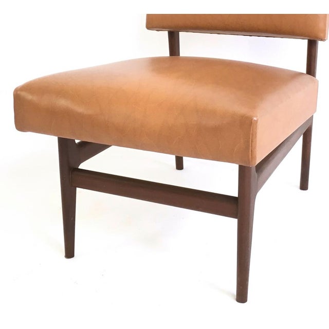 Wood Set of Vintage Camel Skai Dining Chairs with Ebonized Wood Frameby Dassi, 1950s For Sale - Image 7 of 9