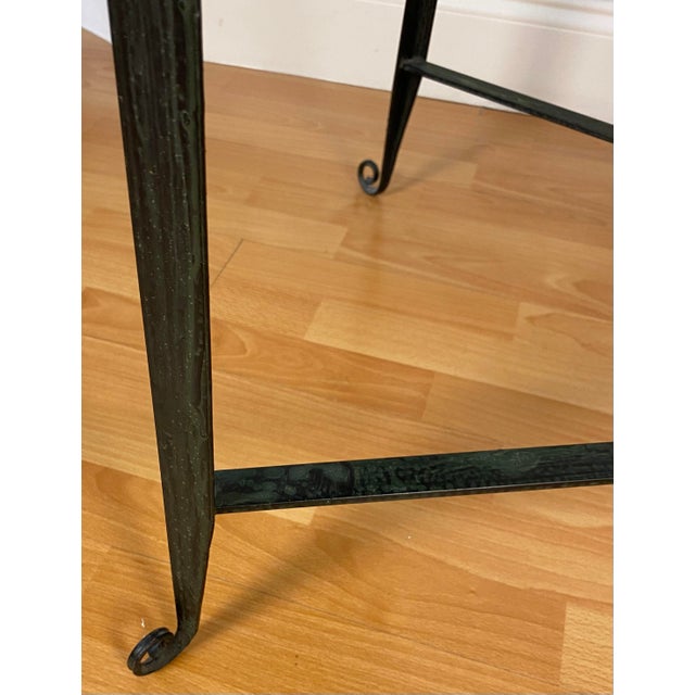 Green Elegant Wrought Iron Coffee Table With Glass Top and Gilt Accent For Sale - Image 8 of 12