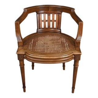 Small Late 19th Century Louis XVI Style Walnut Office Chair For Sale