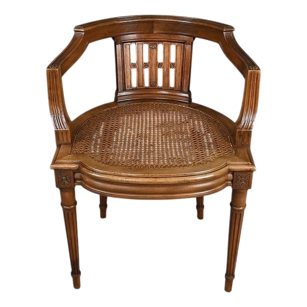 Small Late 19th Century Louis XVI Style Walnut Office Chair For Sale
