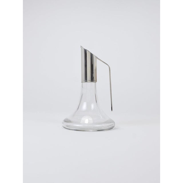 A beautiful high-quality crystal glass and silver-plated brass carafe / small pitcher / wine decanter, suitable for...