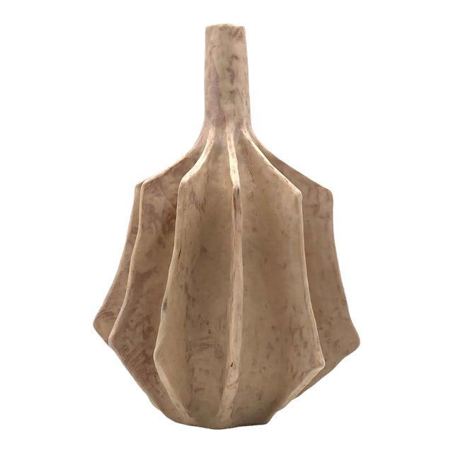 Organic Modern White Earthenware Vase, France 1970s For Sale