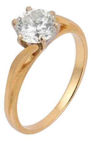 Vintage Diamond 14k Yellow Gold Solitaire Engagement Ring, Size 5