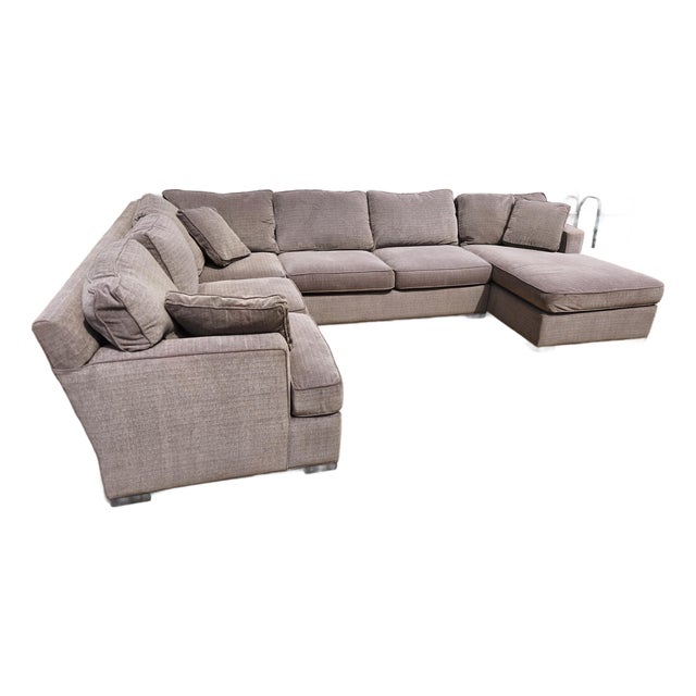 Arhaus Camden Three-Piece Gray Sectional Sofa For Sale
