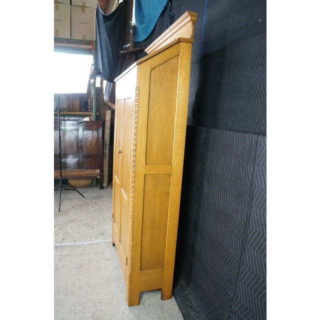 Antique American Victorian Slant Front Cabinet Bookcase Linen Press Wardrobe 75" For Sale - Image 9 of 13