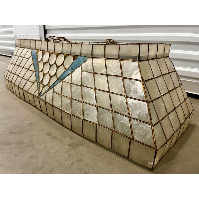 Vintage Natural Capiz Shell Light Fixture For Sale - Image 4 of 9