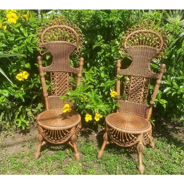 1930s Heywood - Wakefield American Victorian Wicker Accent Chairs, Attributed - A Pair For Sale - Image 9 of 12