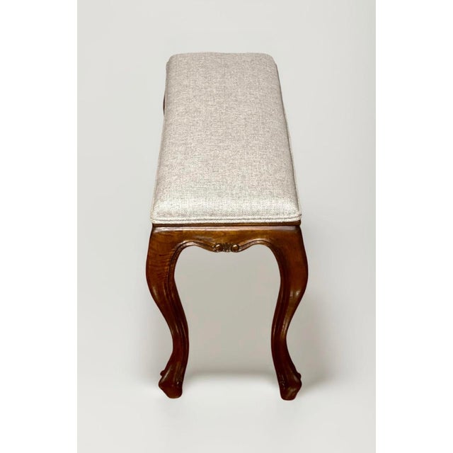 Early 20th Century Italian Louis XV Style Small Carved Walnut Upholstered Bench For Sale In Philadelphia - Image 6 of 12