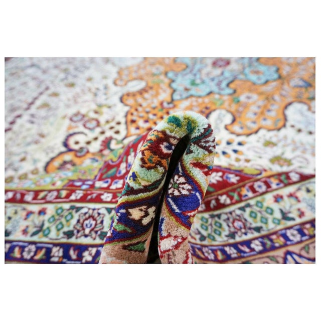 Antique Persian Tabriz Pahlavi Wool 10X13 Ivory, Green, Pink & Taupe Handmade Area Rug #9902869 For Sale - Image 9 of 13