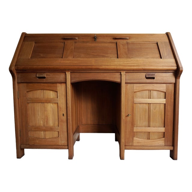 Art Nouveau Arts & Crafts Drop Front Secretaire Desk in the Style of Serrurier Bovy and Stickley, 1900s For Sale