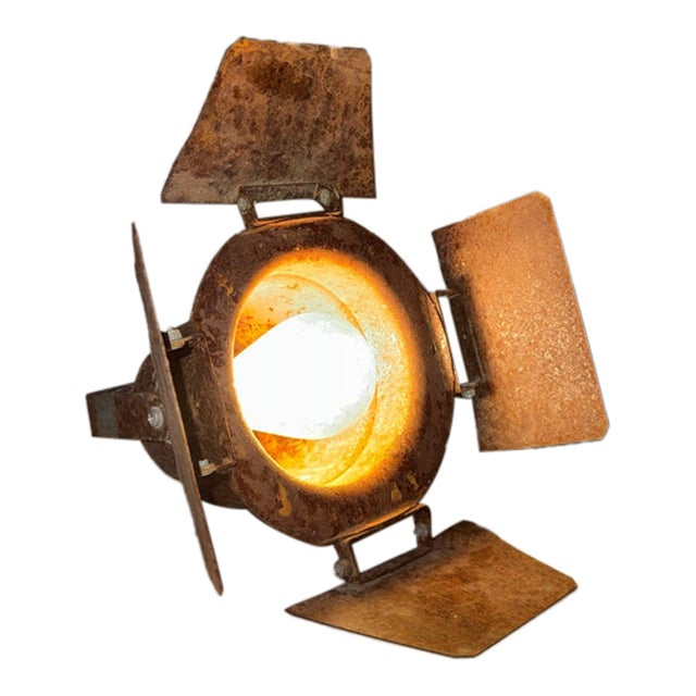 Vintage Industrial Theater Spotlight With Adjustable Barn Doors For Sale