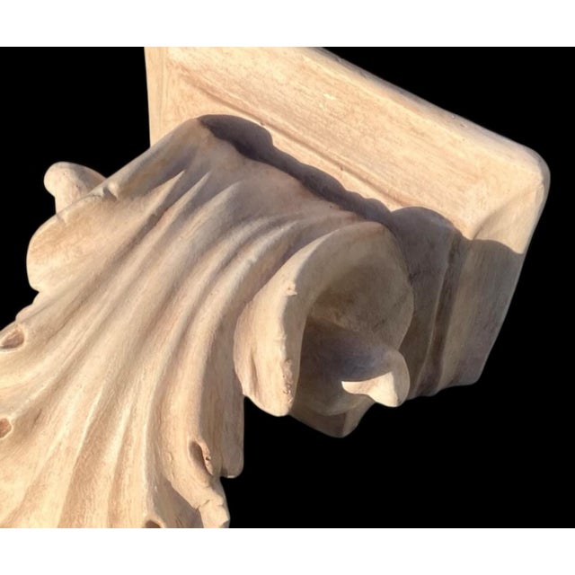 Sculpture Materials Vintage Plaster Neoclassical Style Wall Bracket With Volute and Acanthus Leaves For Sale - Image 7 of 14