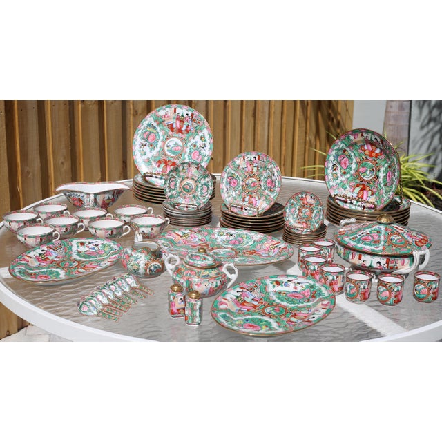 Incredible Collection of Vintage Chinese Rose Medallion Dinnerware