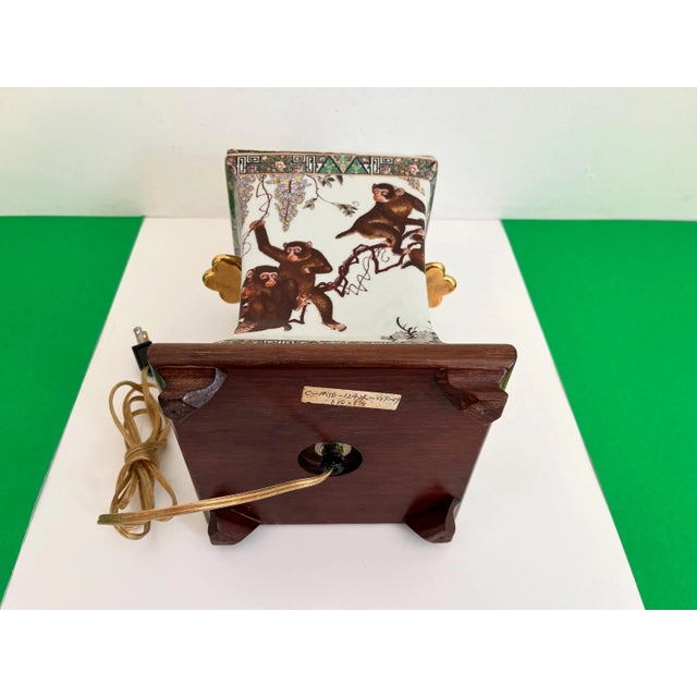 1950s Porcelain Monkeys Lamp & Shade For Sale - Image 18 of 18