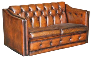 Art Deco Brown Leather Chesterfield, 1920s