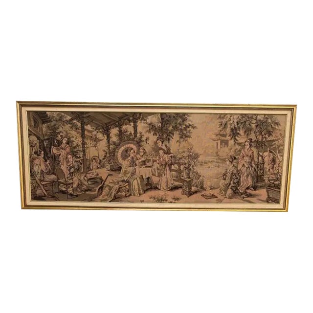 1920s Japanese Panoramic Tapestry Needlepoint Panel For Sale