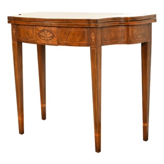 Baker Furniture Federal Inlaid Mahogany Flip-Top Console or Game Table For Sale