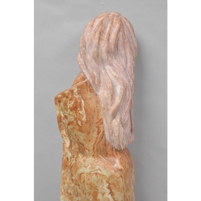 Vintage Seymour Shuren Modern Carved Pink Marble Tall Woman Figure Sculpture For Sale - Image 17 of 18