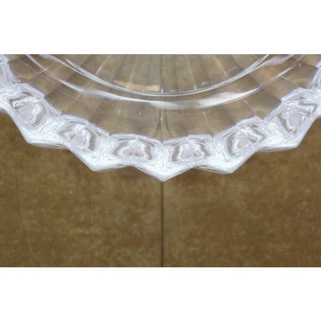 Vintage Orrefors Cut Crystal Jan Johansson Fleur Pattern Glass Candy Nut Bowl 9" For Sale - Image 10 of 11