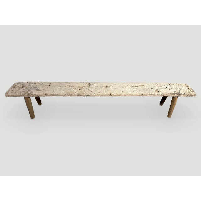 2010s Andrianna Shamaris Teak Wood Wabi Sabi Bench For Sale - Image 5 of 5