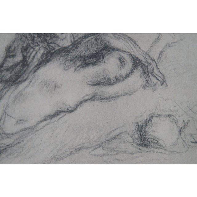 Mid 19th Century Antique 19th Century French Jean Francois Millet Femme à Moitié Nue Nude Etching 16" For Sale - Image 5 of 11