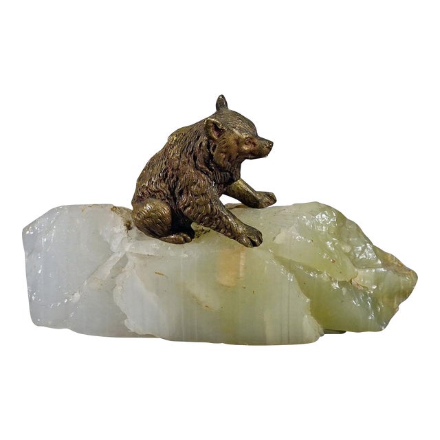 Antique Vienna Bronce Bear on a Crystal Rock For Sale