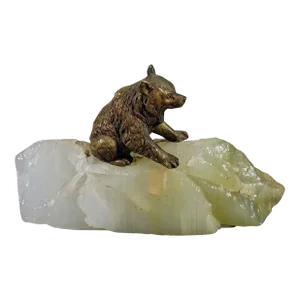 Antique Vienna Bronce Bear on a Crystal Rock