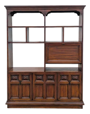 Vintage Freestanding Wall Unit – Wooden Room Divider, Storage Shelf, Antique Display Cabinet, Multi-Function Bookcase