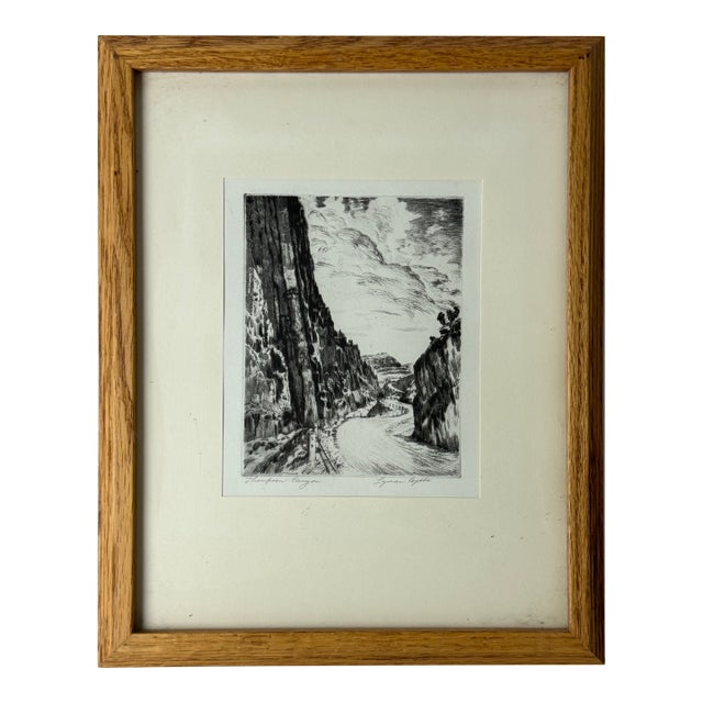 1920s Lyman Byxbe “Thompson Canyon” Original Etching, American Landscape Print For Sale
