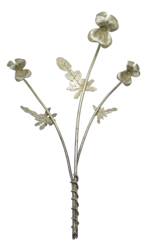 Vintage Italian Handmade Genuine Silver Orchid Branch Long Miniature, 1950s