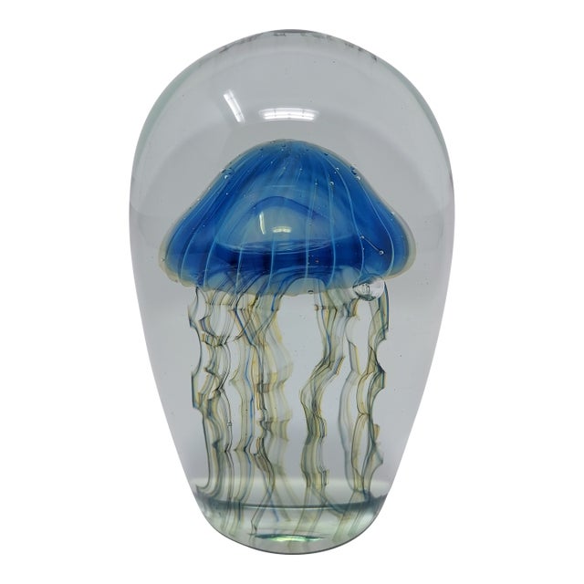 Robert Eickholt Blown Glass Jelly Fish Sculpture Paperweight Signed on Base "Eickholt 2006 Coaf" For Sale