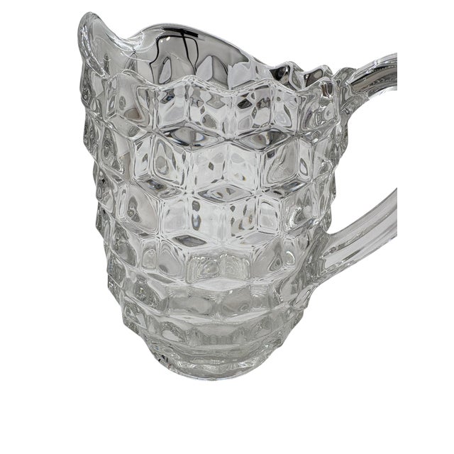 Mid 20th Century Art Deco Fostoria American Pattern Cube Glass Pitcher For Sale - Image 10 of 14