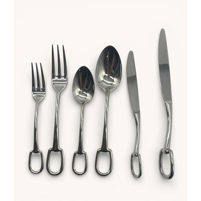 Contemporary Signed Hermes Attelage 6-Piece Flatware Set - Service for 10, 62 Pieces For Sale - Image 3 of 7